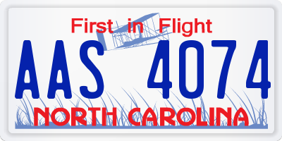 NC license plate AAS4074