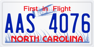 NC license plate AAS4076