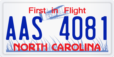 NC license plate AAS4081