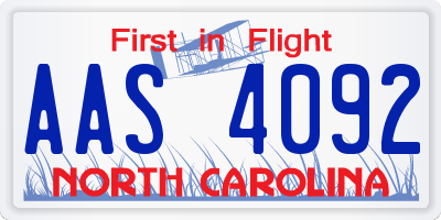 NC license plate AAS4092