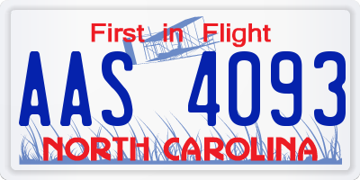 NC license plate AAS4093