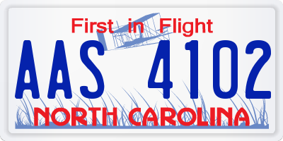 NC license plate AAS4102
