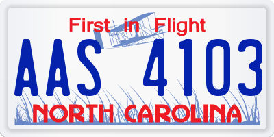 NC license plate AAS4103