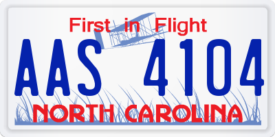NC license plate AAS4104