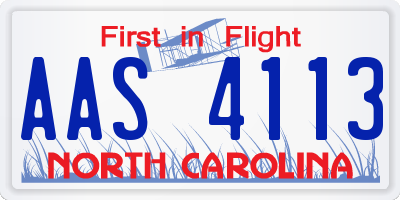 NC license plate AAS4113