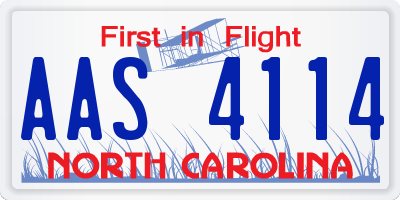 NC license plate AAS4114