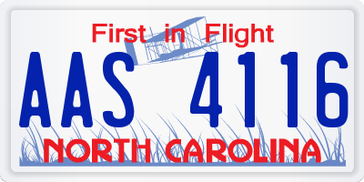NC license plate AAS4116
