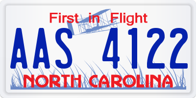 NC license plate AAS4122