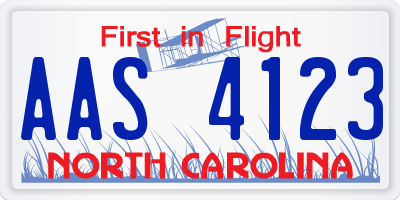 NC license plate AAS4123