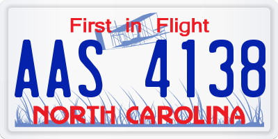 NC license plate AAS4138