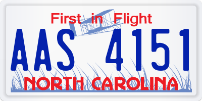 NC license plate AAS4151