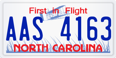 NC license plate AAS4163