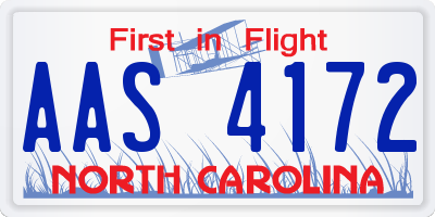 NC license plate AAS4172
