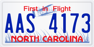 NC license plate AAS4173