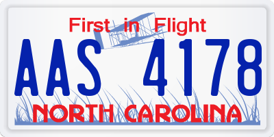 NC license plate AAS4178