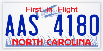 NC license plate AAS4180