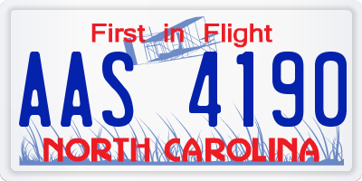 NC license plate AAS4190