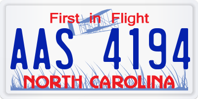 NC license plate AAS4194