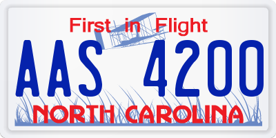 NC license plate AAS4200