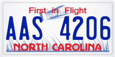 NC license plate AAS4206