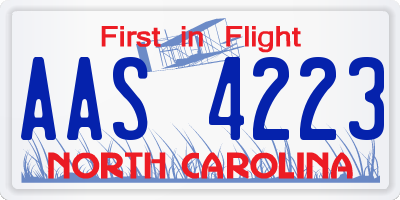 NC license plate AAS4223