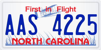 NC license plate AAS4225