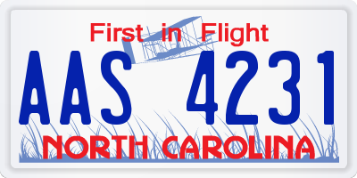 NC license plate AAS4231
