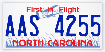 NC license plate AAS4255