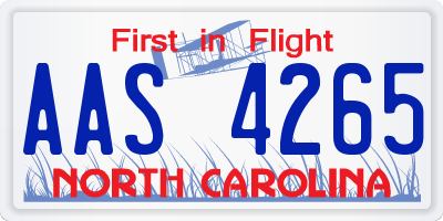 NC license plate AAS4265