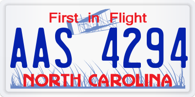 NC license plate AAS4294
