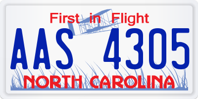 NC license plate AAS4305