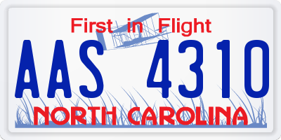NC license plate AAS4310