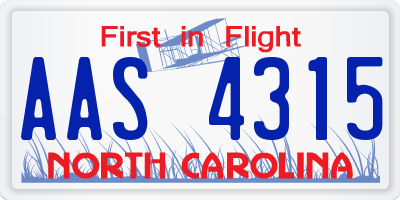 NC license plate AAS4315