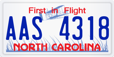 NC license plate AAS4318