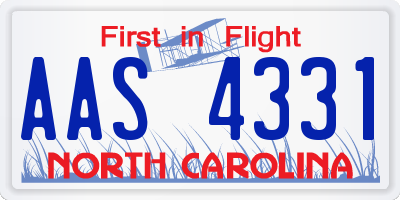 NC license plate AAS4331