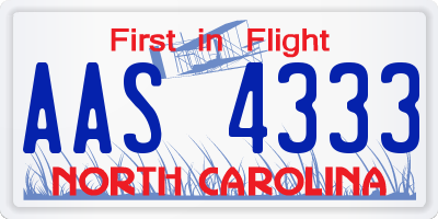NC license plate AAS4333