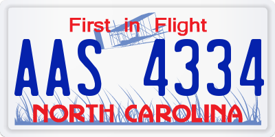 NC license plate AAS4334