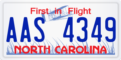 NC license plate AAS4349