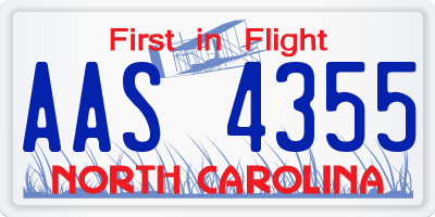 NC license plate AAS4355