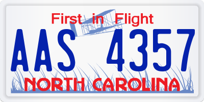 NC license plate AAS4357
