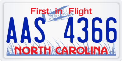 NC license plate AAS4366