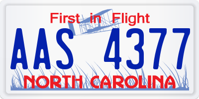 NC license plate AAS4377