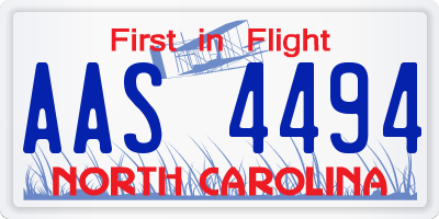 NC license plate AAS4494
