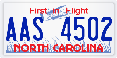 NC license plate AAS4502