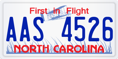 NC license plate AAS4526