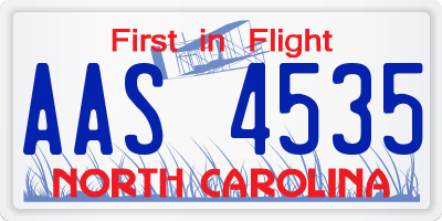 NC license plate AAS4535