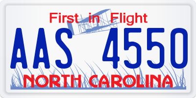 NC license plate AAS4550