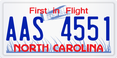 NC license plate AAS4551