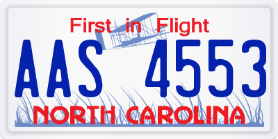 NC license plate AAS4553