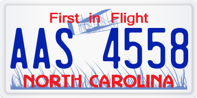 NC license plate AAS4558